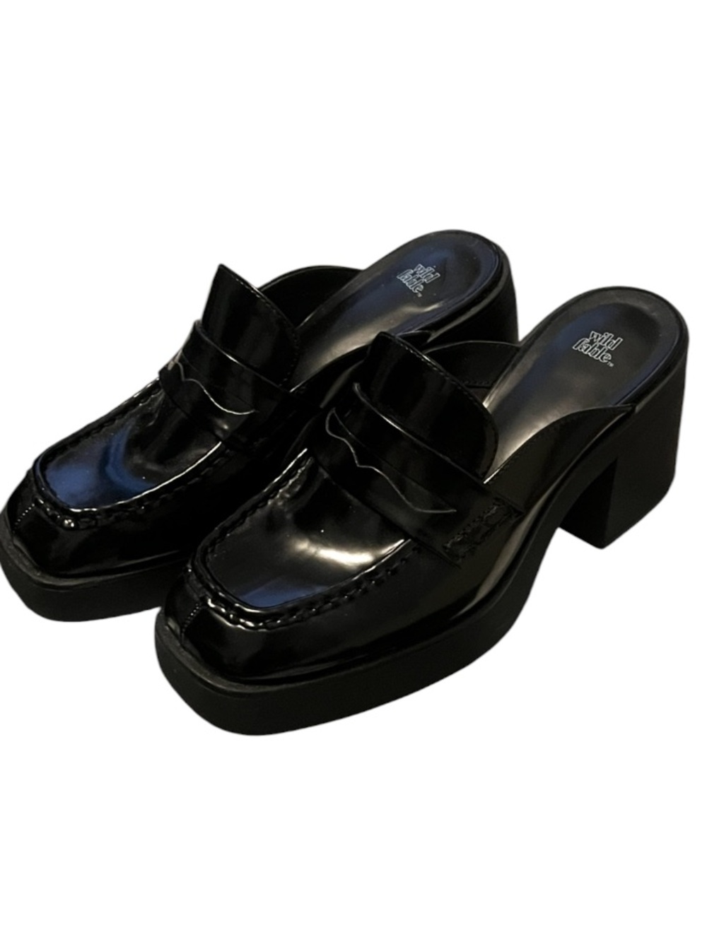 Chunky heel platform mules like new